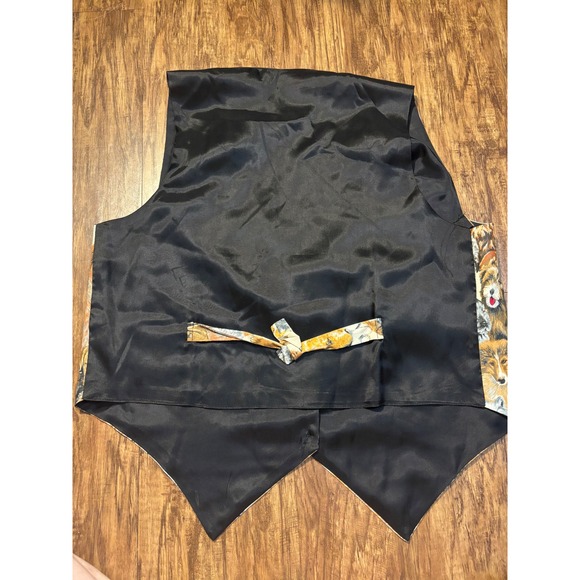 Vintage Dog Print Vest Mens Womens L XL veterinarian Lined puppy novelty print - Picture 5 of 6